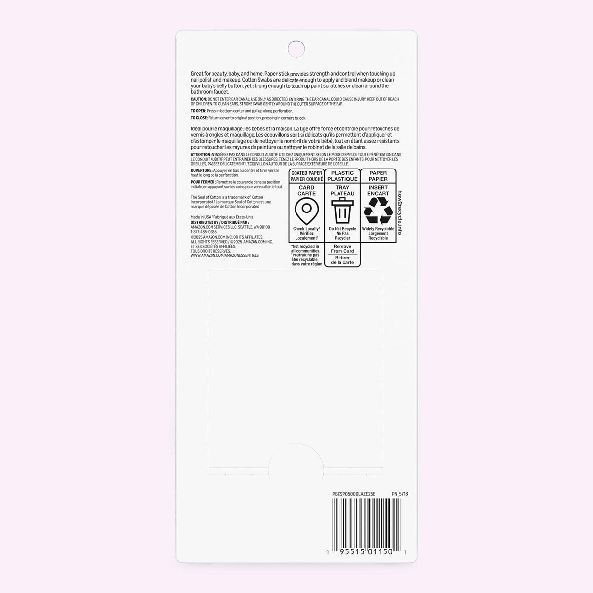 Amazon Basics Double-Tipped Cotton Swabs for Personal Hygiene and Baby Care, Cotton, Versatile, 500 Count Jansha Store