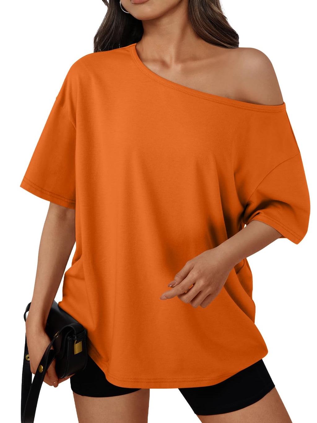 Trendy Queen Womens Off the Shoulder Tops Oversized Summer T-Shirts 2026 Jansha Store