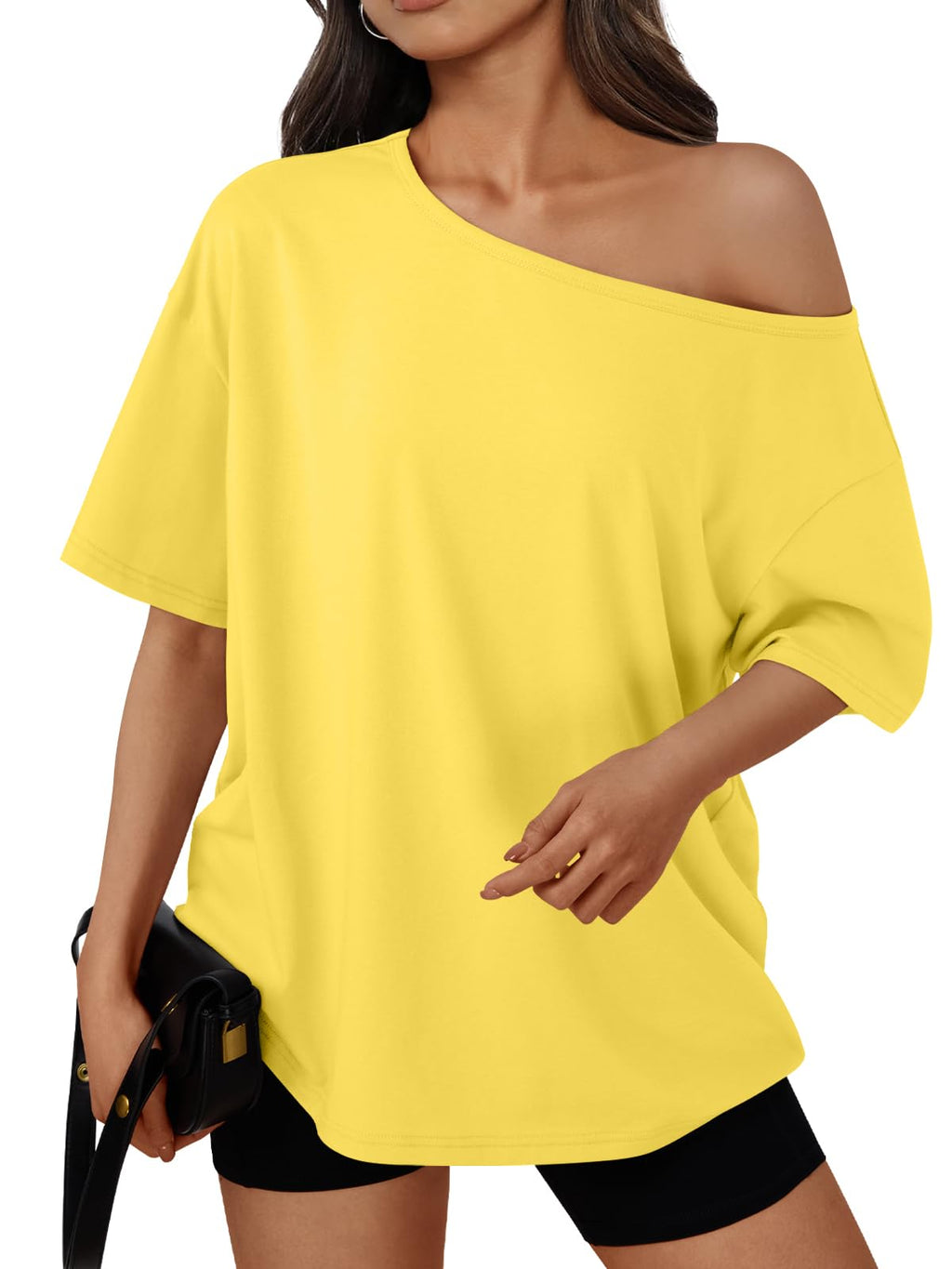 Trendy Queen Womens Off the Shoulder Tops Oversized Summer T-Shirts 2026 Jansha Store