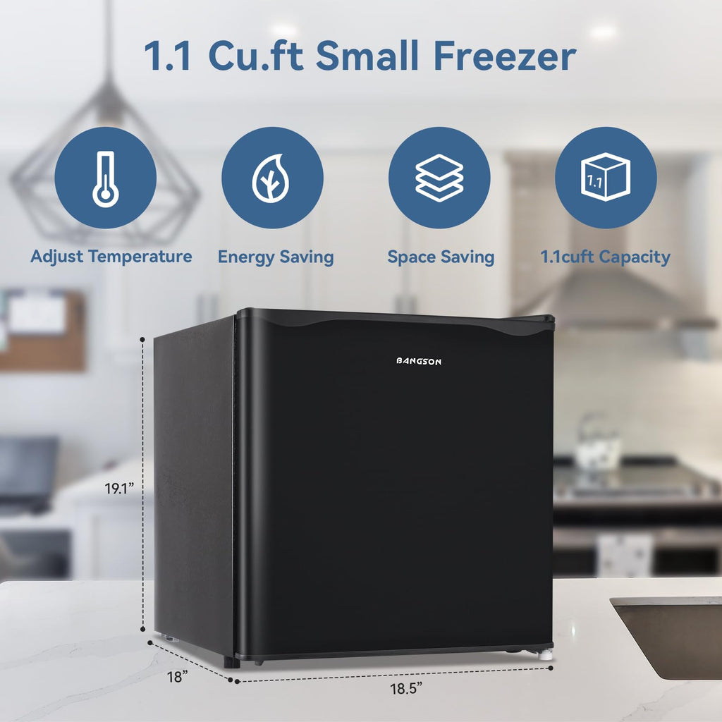 BANGSON 1.1 Cu.ft Upright Mini Freezer for Dorms Apartment, Silver Jansha Store