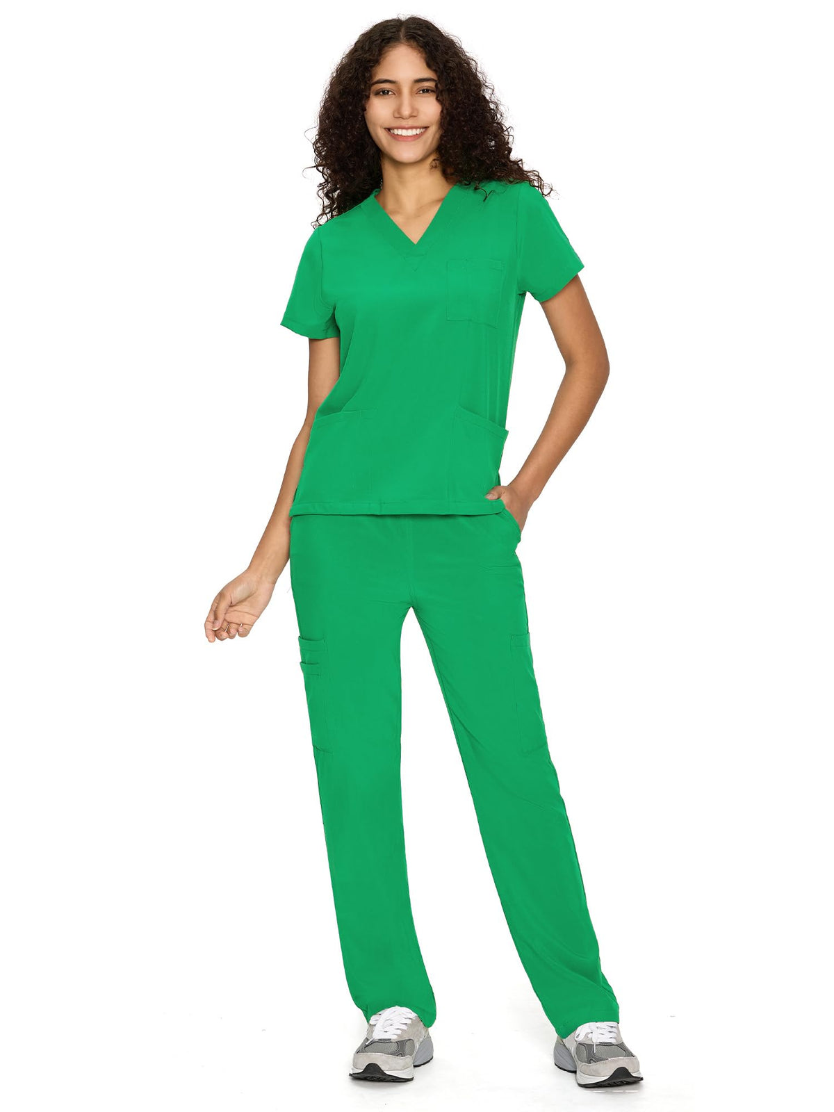 COZYFIT Scrubs for Women Set - V-Neck & Straight Leg Pants with 9 Pockets Jansha Store