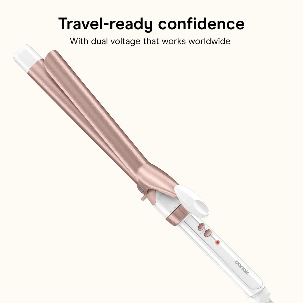 Conair Curling Iron, Double Ceramic, 1/2-in. Barrel, White/Rose Gold Jansha Store