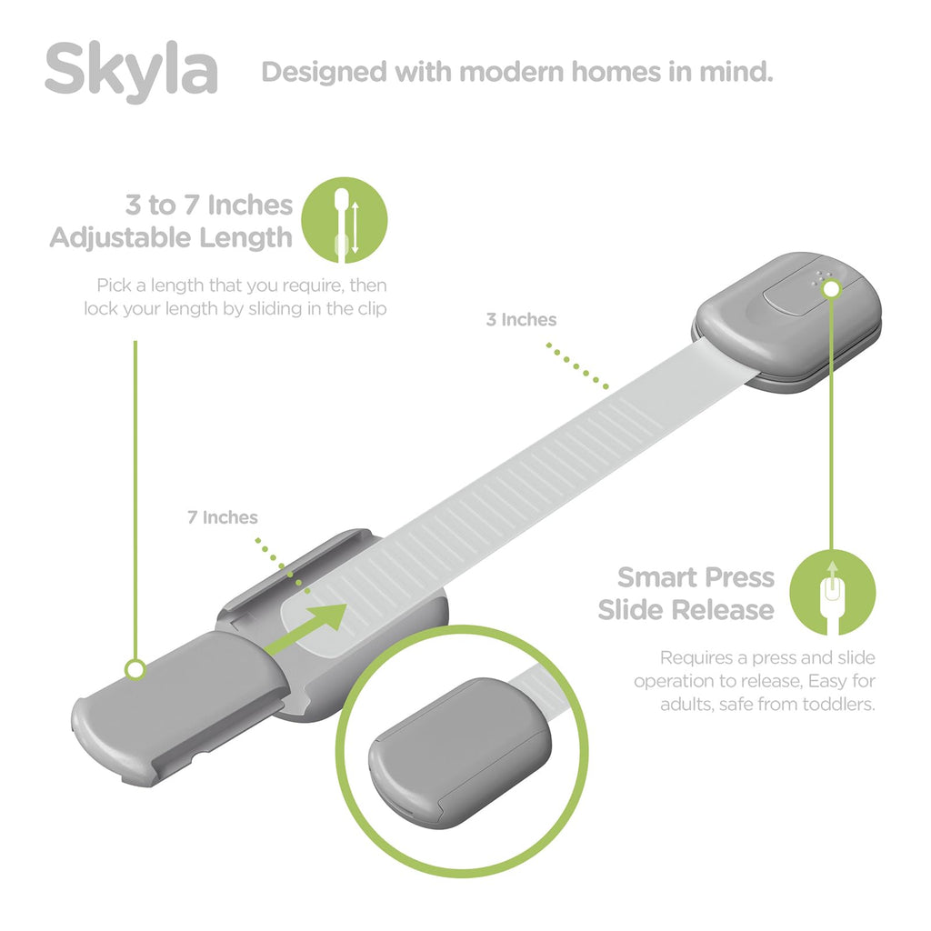 SKYLA HOMES Cabinet Strap Locks for Baby Proofing, 2 Pack, Gray Jansha Store