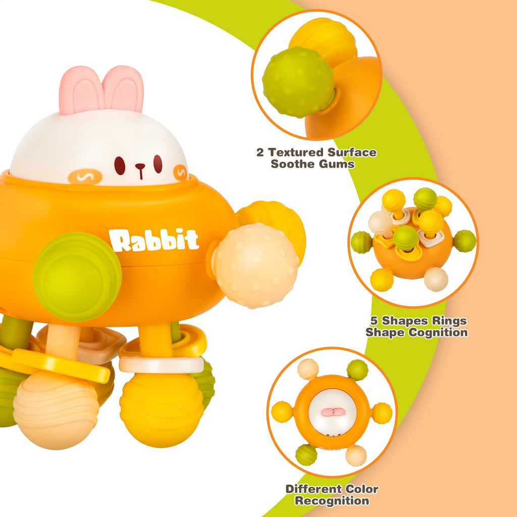 Baby Montessori Sensory Teething Toy 0-6 6-12 Months, Teether Ball & Rattle Jansha Store