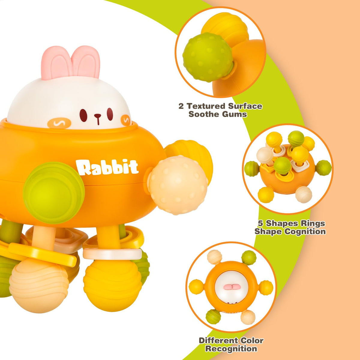 Baby Montessori Sensory Teething Toy 0-6 6-12 Months, Teether Ball & Rattle Jansha Store