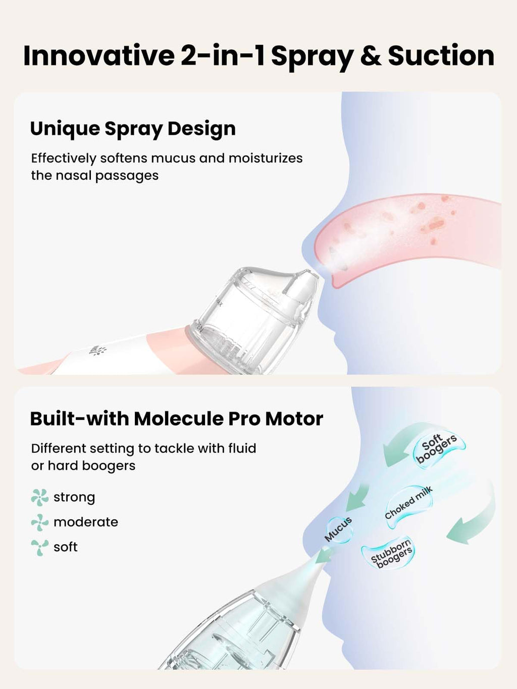 GROWNSY Baby Nasal Aspirator, Electric Nose Sucker, Powerful Suction,Grey Jansha Store