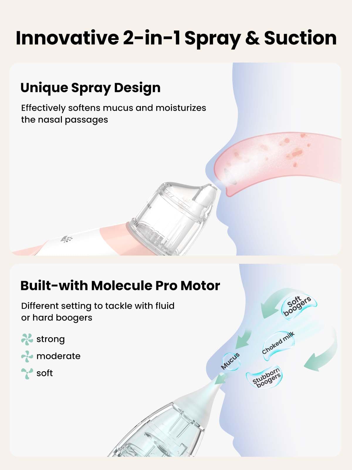 GROWNSY Baby Nasal Aspirator, Electric Nose Sucker, Powerful Suction,Grey Jansha Store