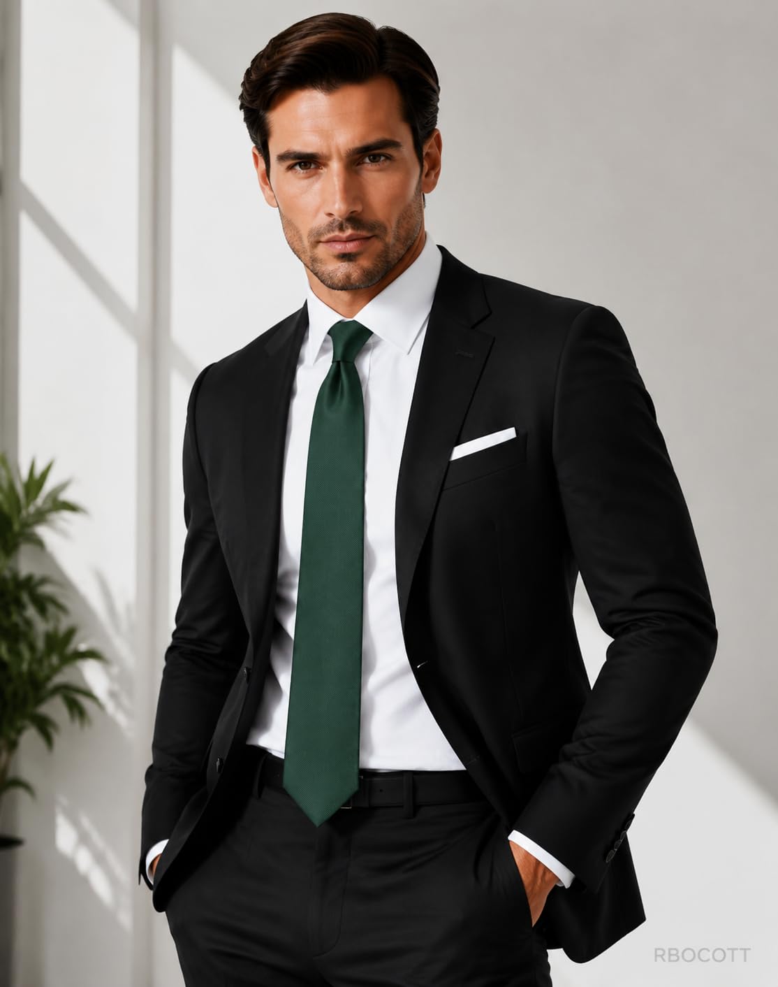 RBOCOTT Solid Color Tie Formal Necktie for Men Jansha Store