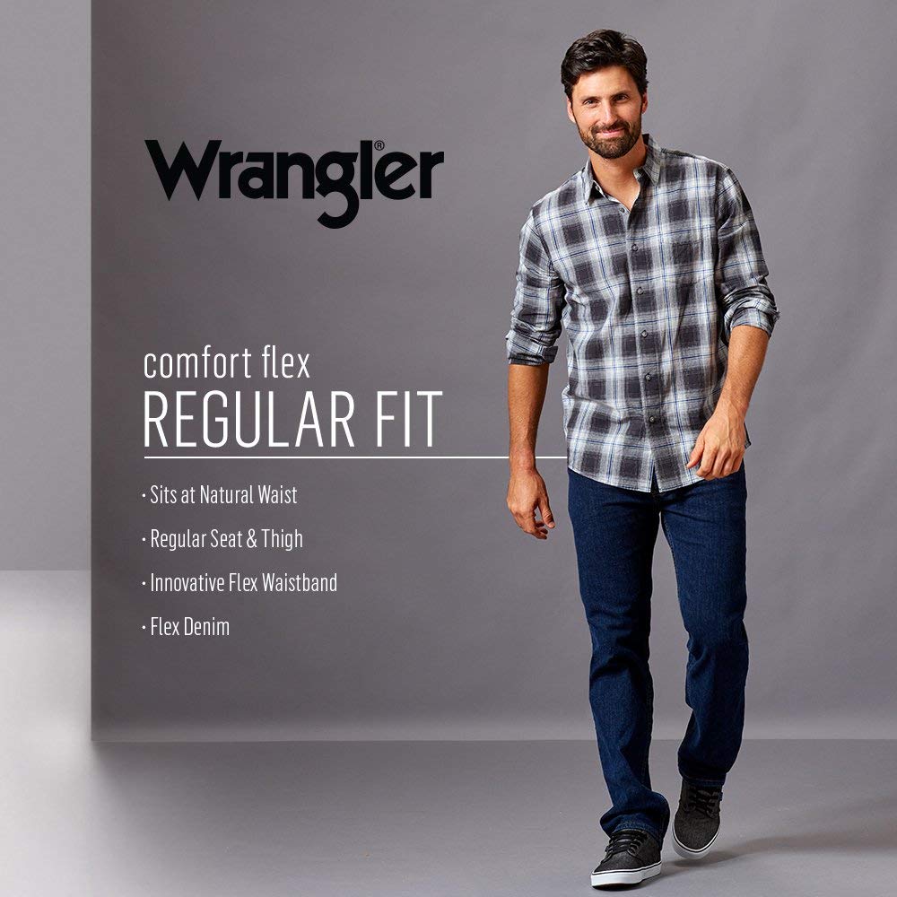 Wrangler Authentics Men's Regular Fit Comfort Flex Waist Jean Jansha Store