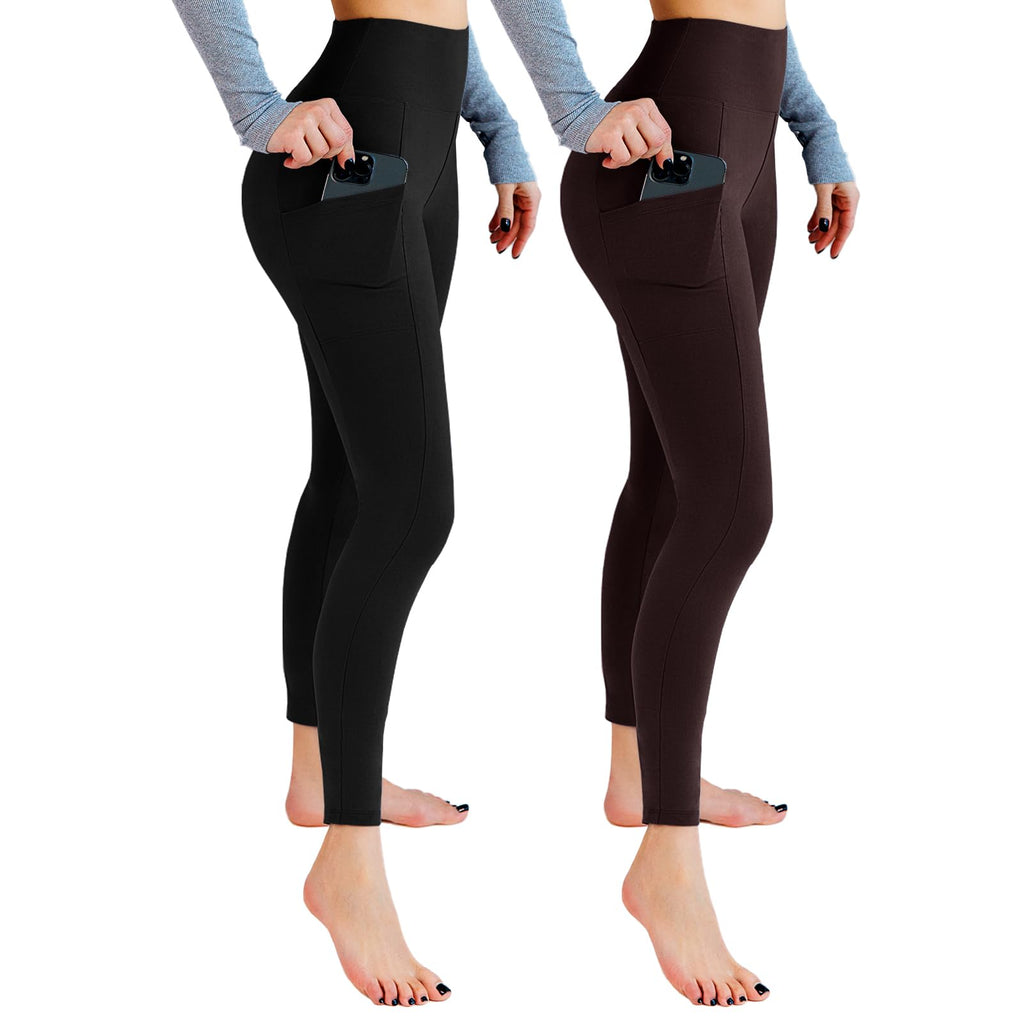 Leafigure 2-Pack High Waist Leggings with Pockets for Women Jansha Store
