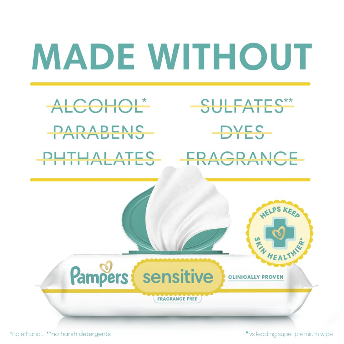 Pampers Sensitive Baby Wipes, Unscented, Fragrance Free, Clinically Proven, Water Based, Hypoallergenic, Multi-Use, Hand Wipes, 1008 Wipes Total (18X Flip-Top Packs) Jansha Store