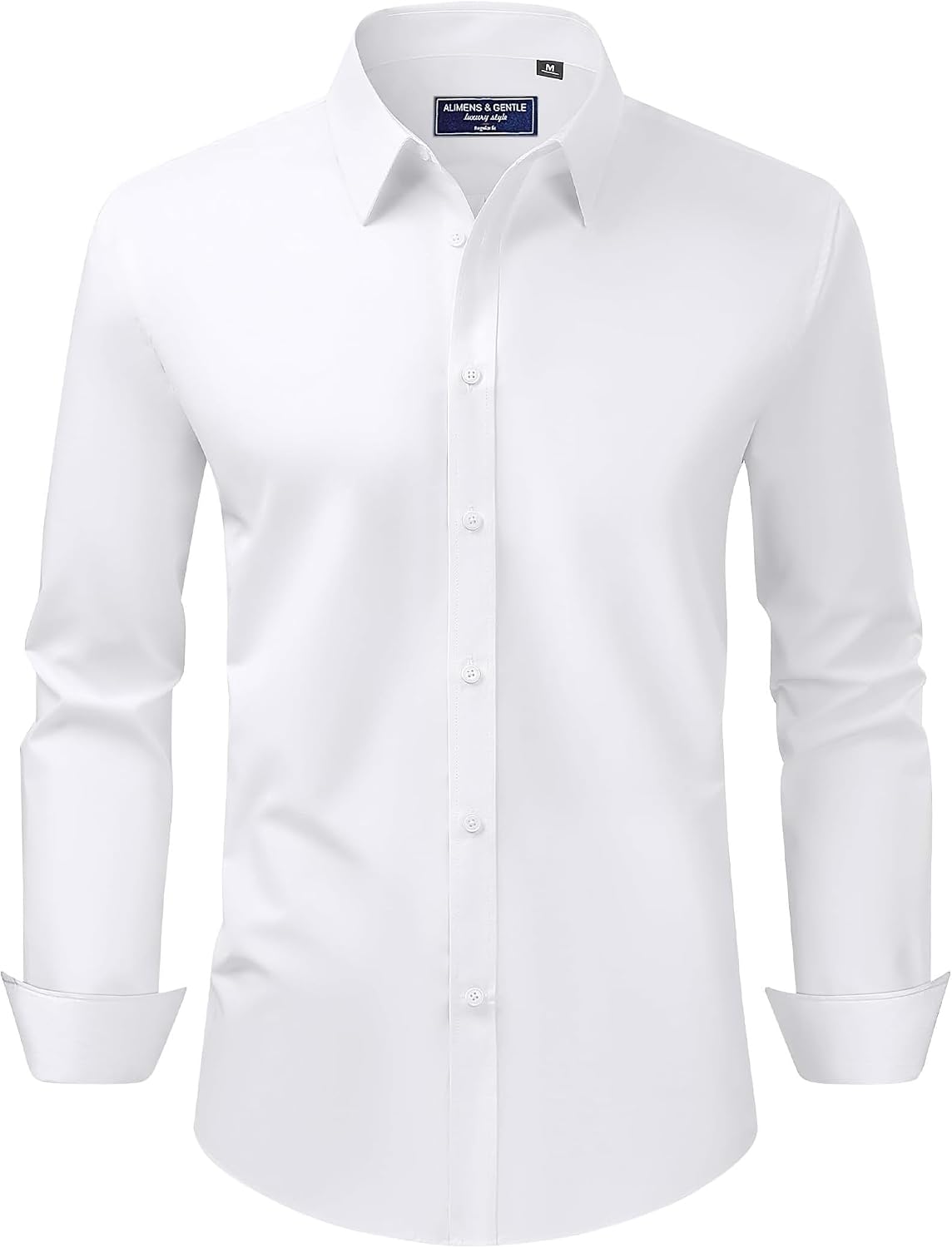 Alimens & Gentle Men's Dress Shirt Regular Fit Stretch Stain Shield Long Sleeve Solid Business Wedding Button Down Shirts Jansha Store