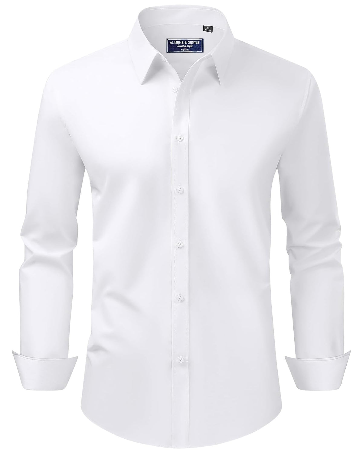 Alimens & Gentle Men's Dress Shirt Regular Fit Stretch Stain Shield Long Sleeve Solid Business Wedding Button Down Shirts Jansha Store