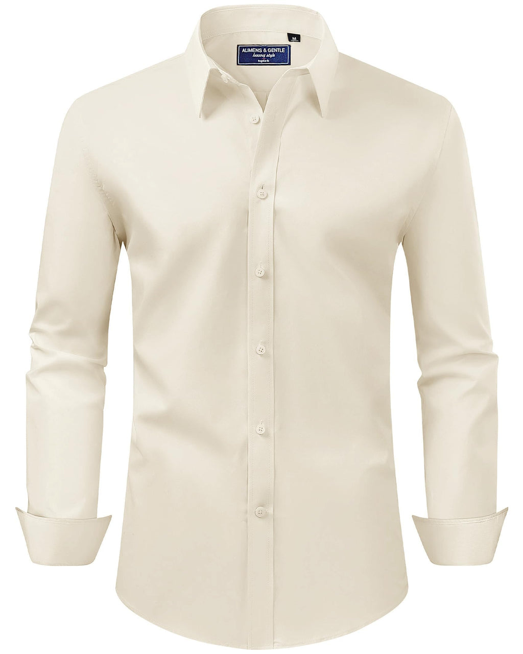 Alimens & Gentle Men's Dress Shirt Regular Fit Stretch Stain Shield Long Sleeve Solid Business Wedding Button Down Shirts Jansha Store