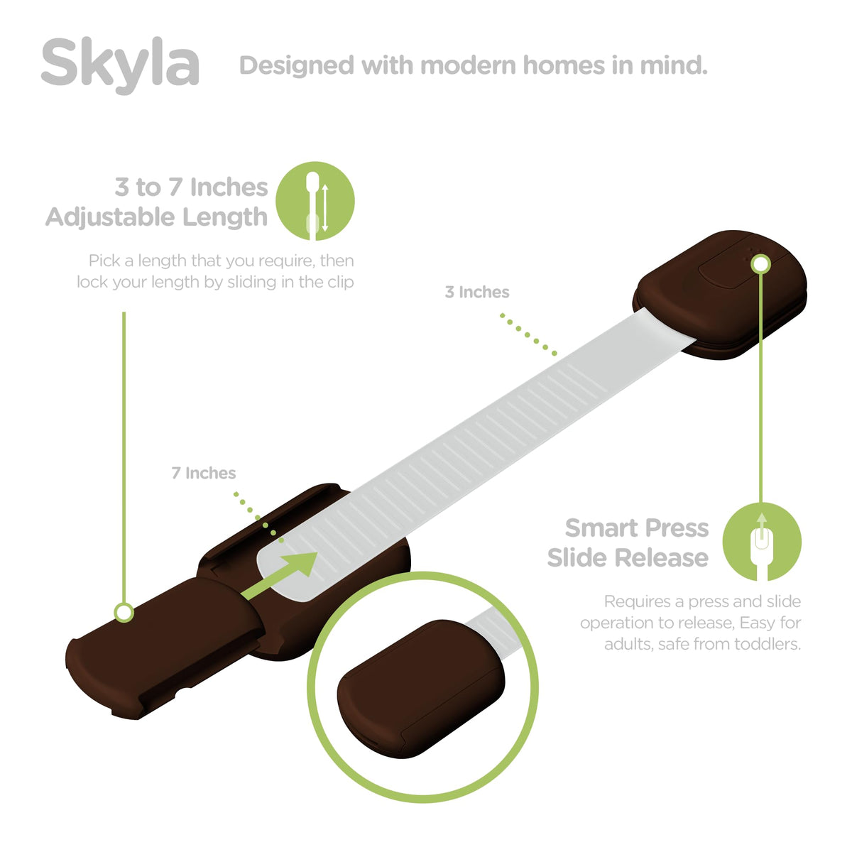 SKYLA HOMES Cabinet Strap Locks for Baby Proofing, 2 Pack, Gray Jansha Store