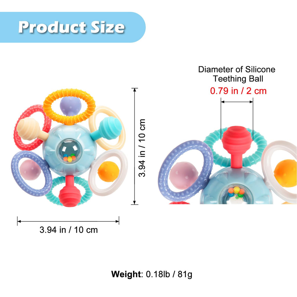 Baby Montessori Sensory Teething Toy 0-6 6-12 Months, Teether Ball & Rattle Jansha Store
