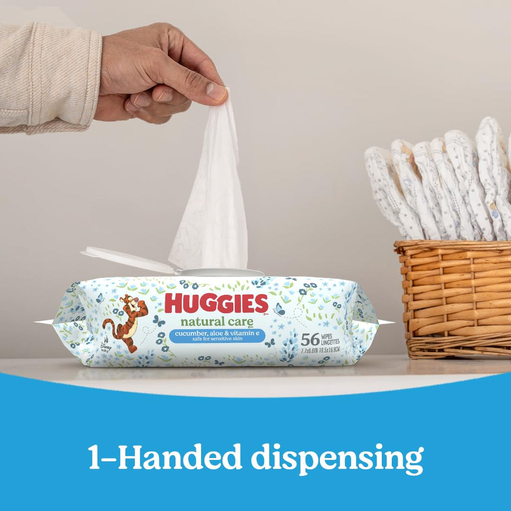 Huggies Natural Care Cucumber, Aloe and Vitamin E Baby Wipes, Hypoallergenic, Scented, 10 Flip-Top Packs (560 Wipes Total), Packaging May Vary Jansha Store