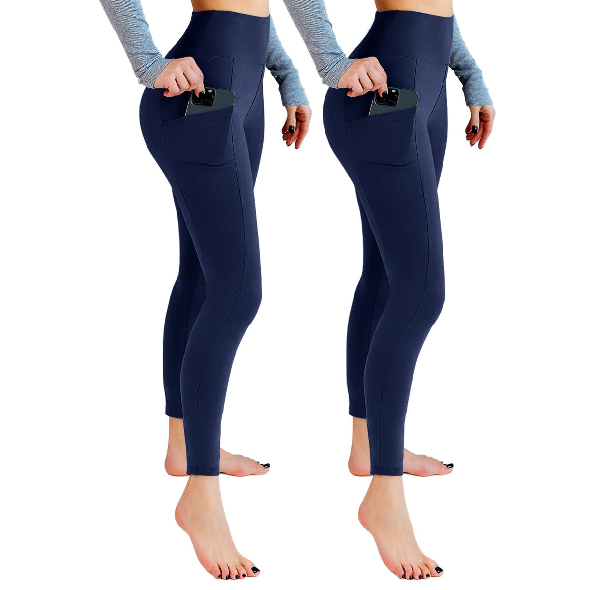 Leafigure 2-Pack High Waist Leggings with Pockets for Women Jansha Store