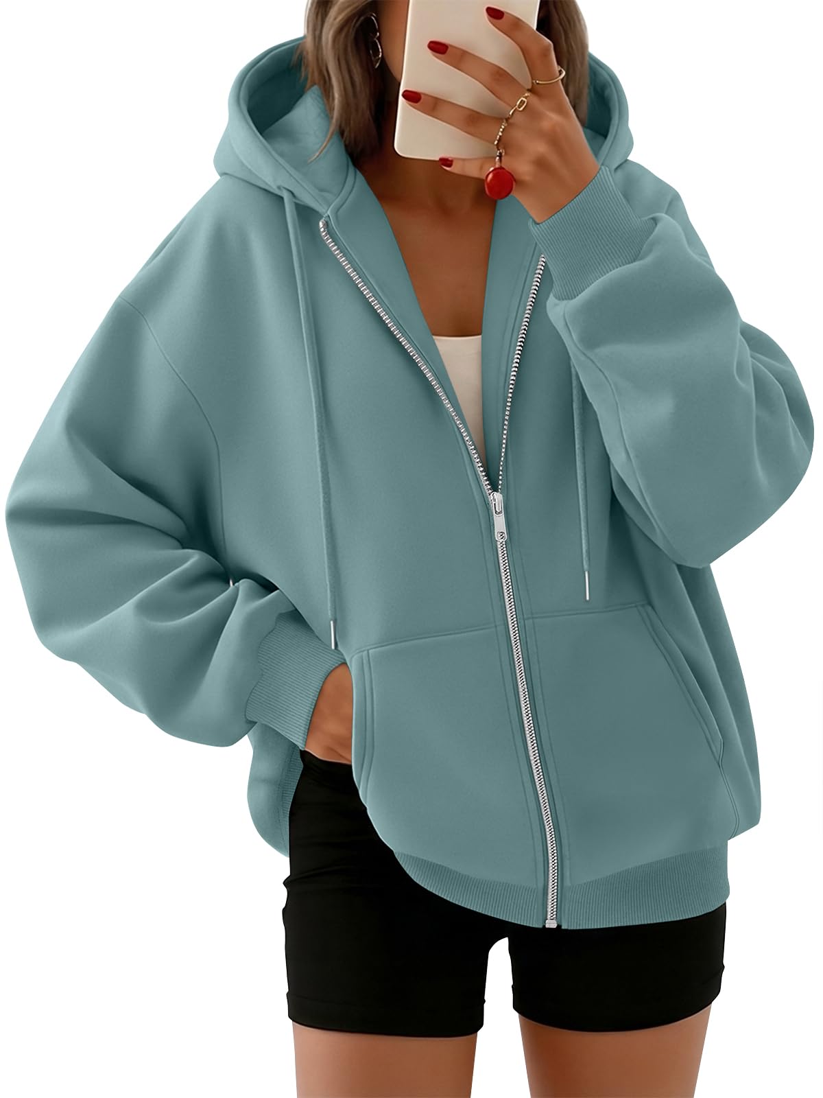 Trendy Queen Womens Oversized Zip Up Hoodies Y2K Fall Sweatshirts 2026 Jansha Store