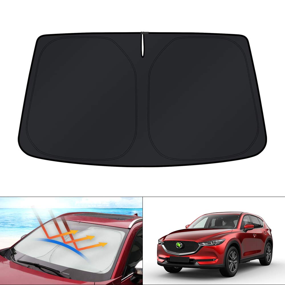 KUST Windshield Sun Shade for 2017-2026 Tesla Model Y/Model 3 Sunshade Accessories (Fit 2025-2026 Model Y Juniper / 2024 Model 3 Highland) Upgraded Foldable Sunshade, Blocks UV Rays Keep Car Cool Jansha Store