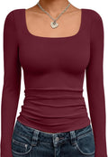 Trendy Queen Womens Square Neck Long Sleeve Shirts Double Lined Fall Tops Jansha Store