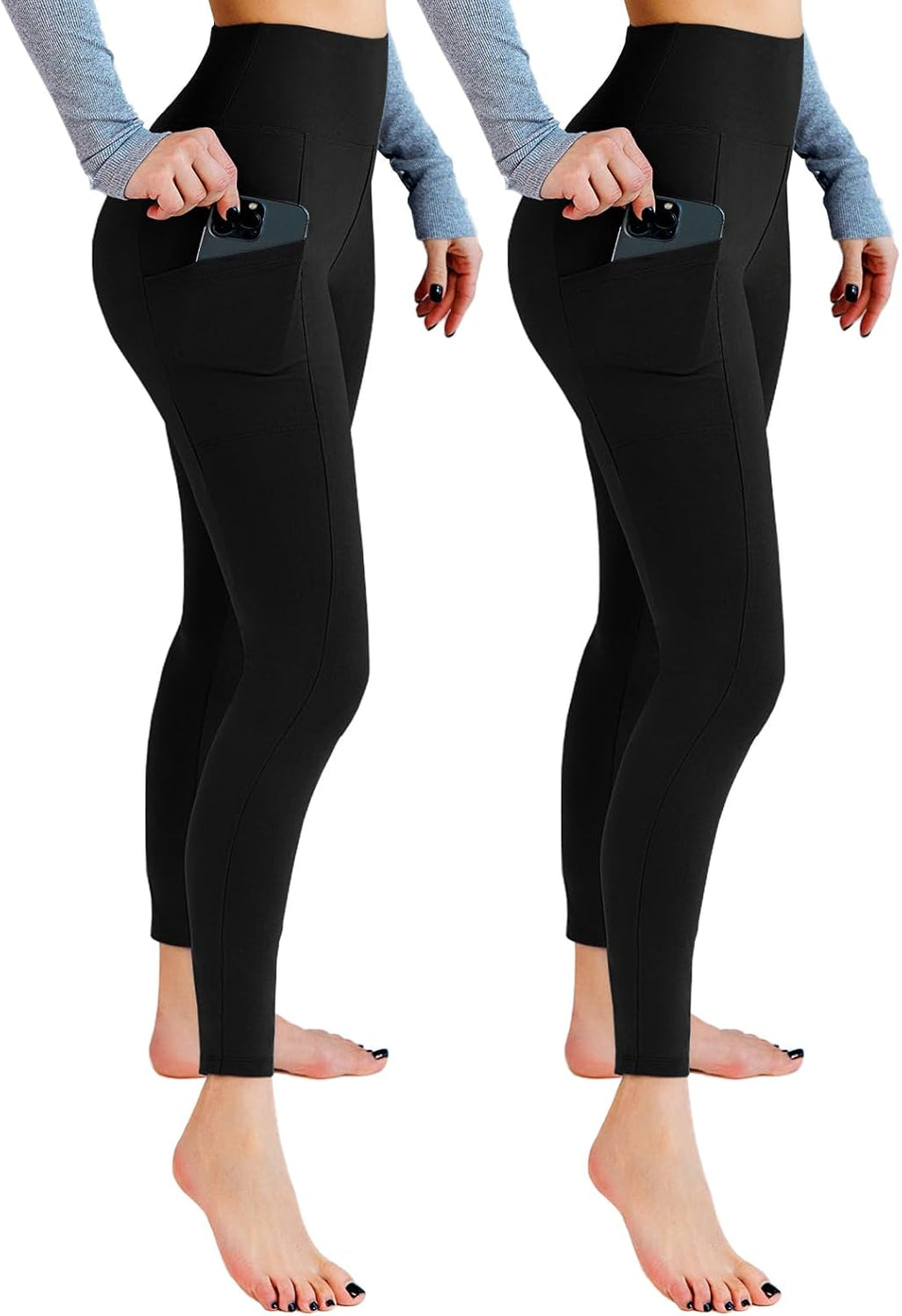 Leafigure 2-Pack High Waist Leggings with Pockets for Women Jansha Store