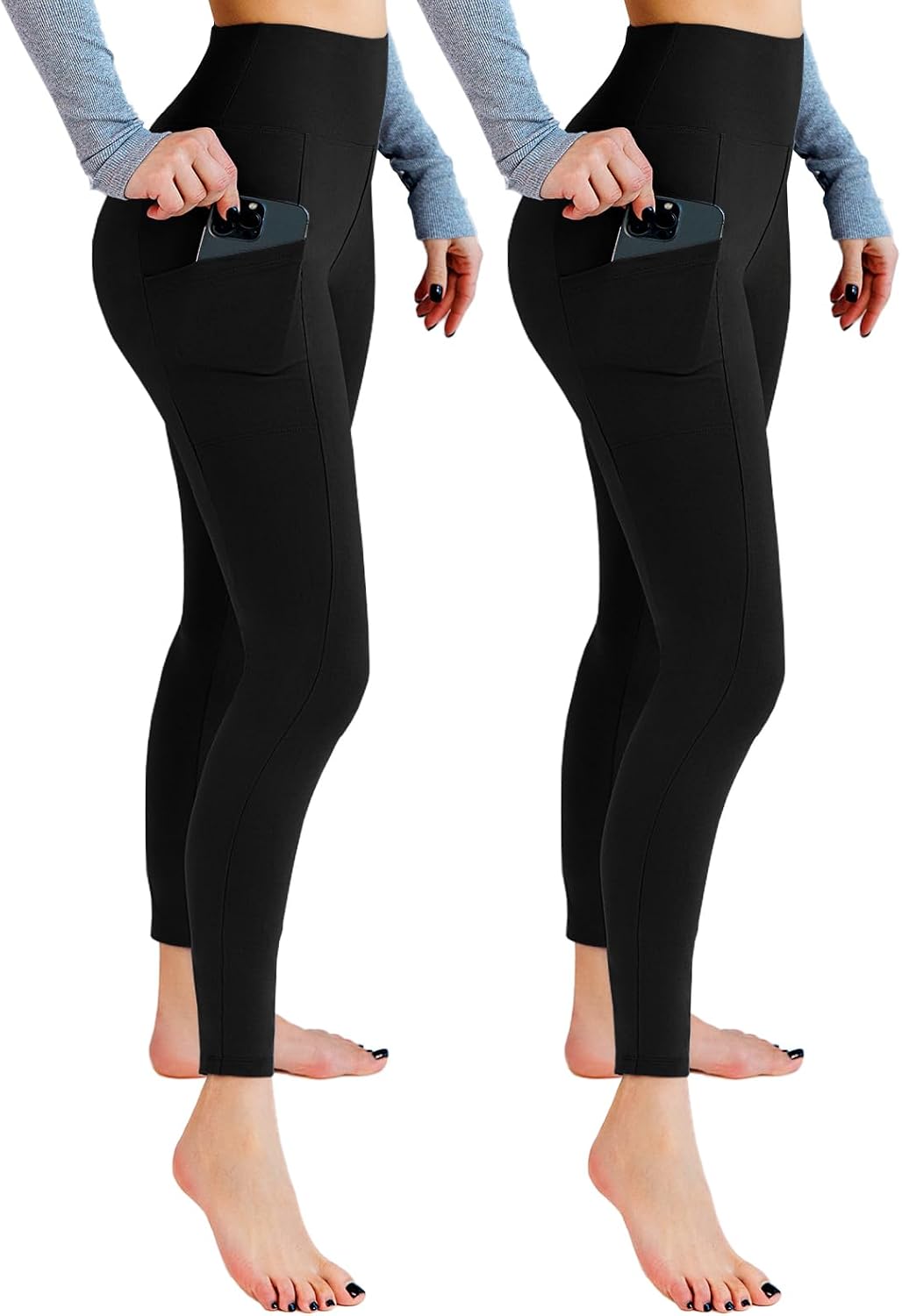 Leafigure 2-Pack High Waist Leggings with Pockets for Women Jansha Store