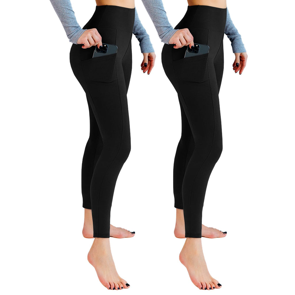 Leafigure 2-Pack High Waist Leggings with Pockets for Women Jansha Store