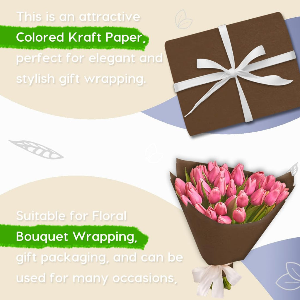 SMART&CASUAL 36" x 1,500" (125') Brown Kraft Craft Paper Roll for Gift Wrapping Bulletin Board Bouquet Flower Art Packing Parcel Table Covering 70GSM 50LB (Brown, 36" x 125') Jansha Store
