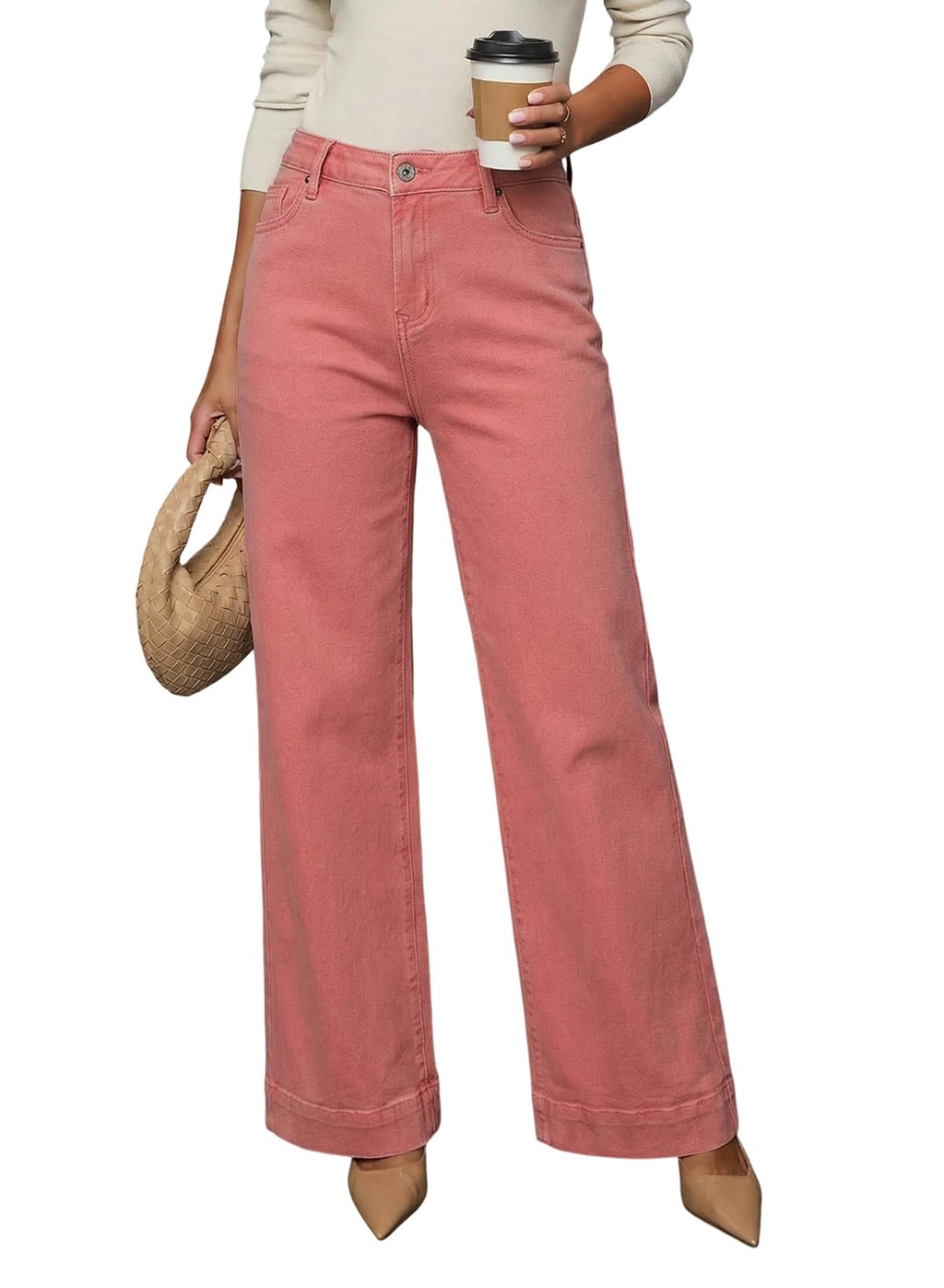 Dokotoo Women's Casual High Waisted Jeans Stretch Wide Leg Loose Denim Pant Jansha Store