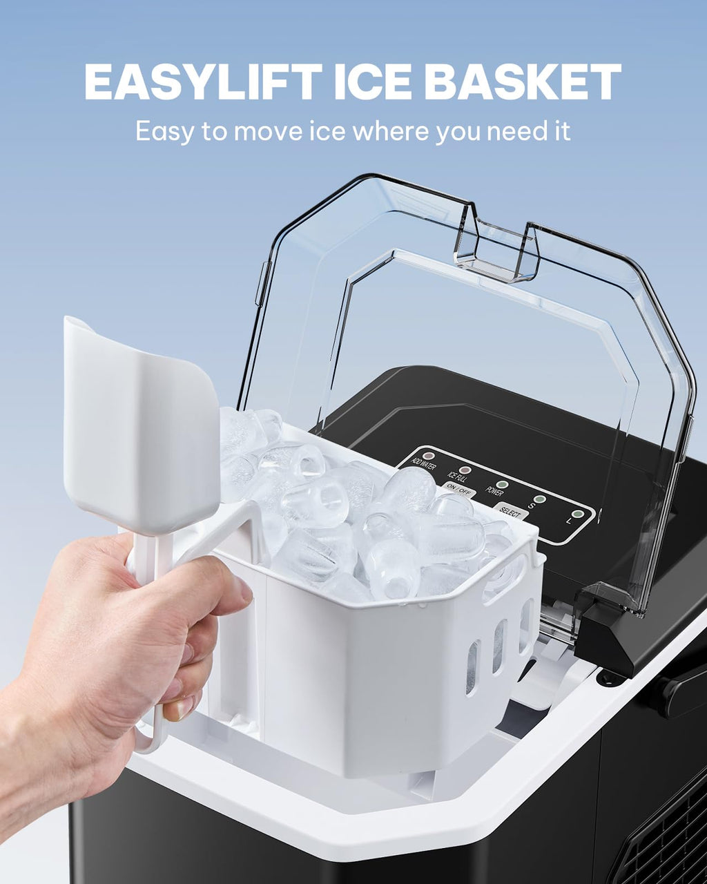 Silonn Ice Maker Countertop, Portable Ice Machine with Carry Handle, Self-Cleaning Ice Makers with Basket and Scoop, 9 Cubes in 6 Mins, 26 lbs per Day, Ideal for Home, Kitchen, Camping, RV Jansha Store
