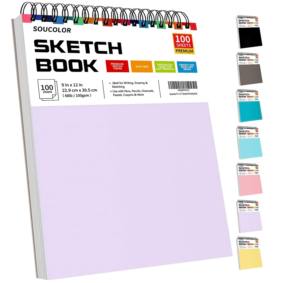 Soucolor Sketch Book 9" x 12", 100 Sheets Kids Art Sketchbook Drawing Pad Jansha Store