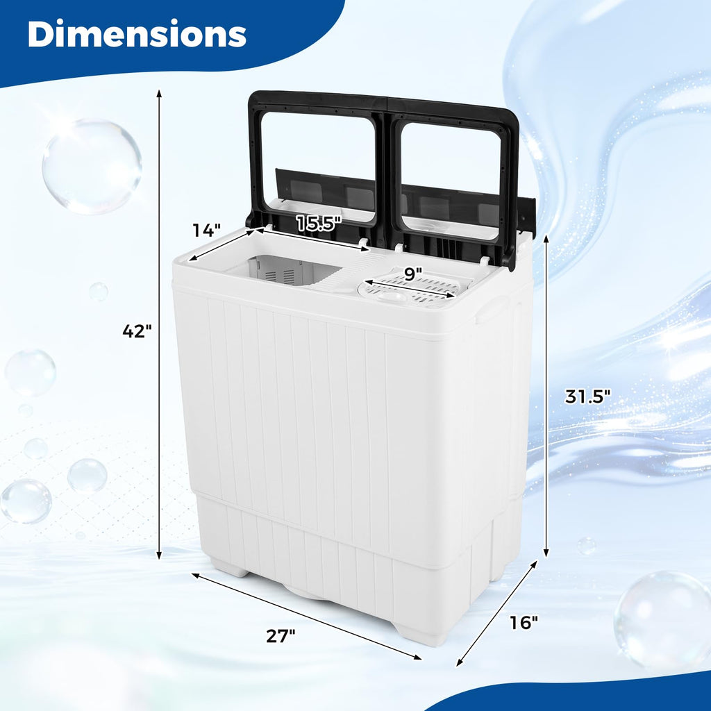 COSTWAY 26Lbs Portable Washing Machine with Built-in Drain Pump, Blue Jansha Store