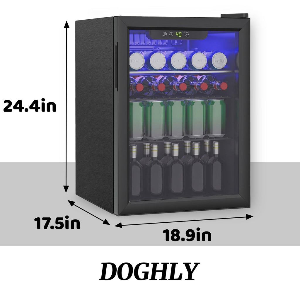 DOGHLY 1.7 Cu.ft Mini Fridge Glass Door, 72 Cans Beverage Refrigerator Jansha Store