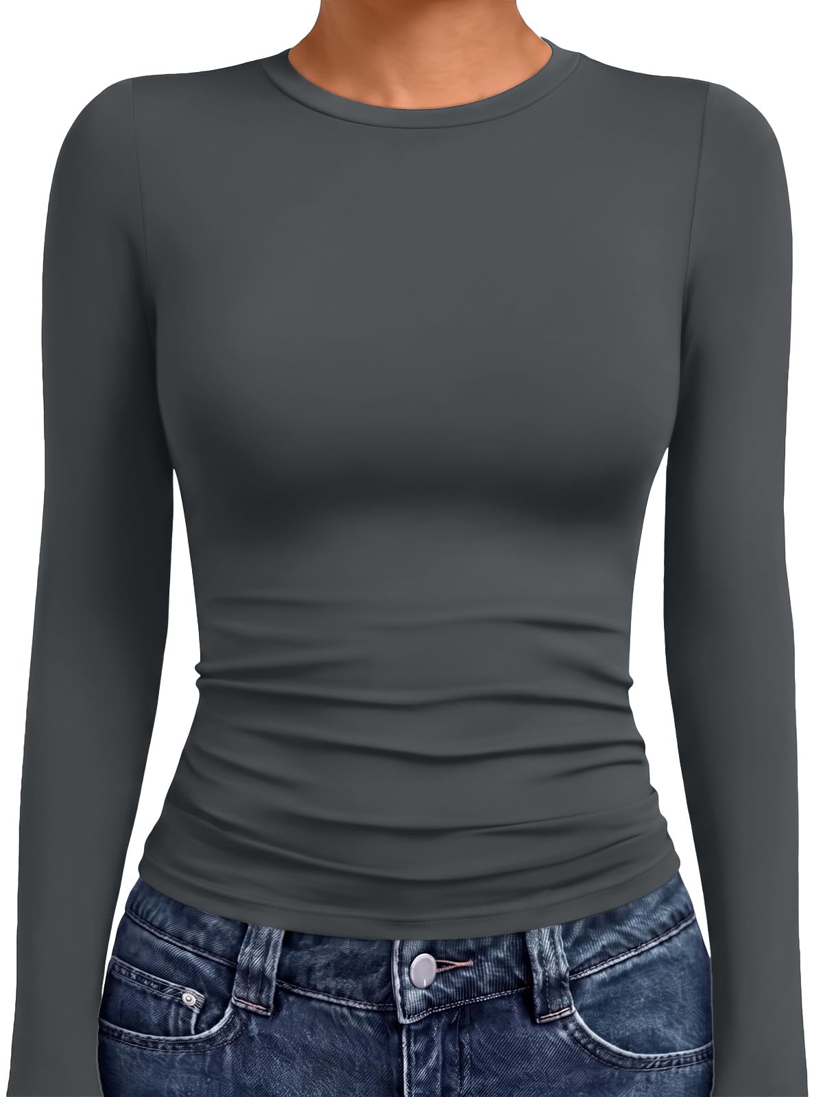 AUTOMET Womens Crew Neck Long Sleeve Shirts Compression Underscrubs Tops Jansha Store