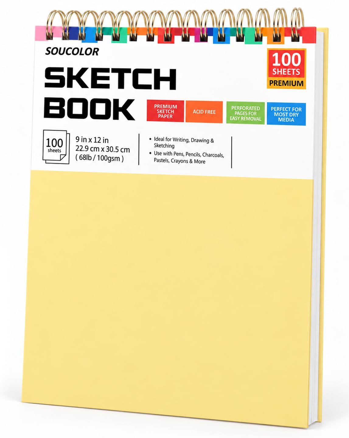 Soucolor Sketch Book 9" x 12", 100 Sheets Kids Art Sketchbook Drawing Pad Jansha Store