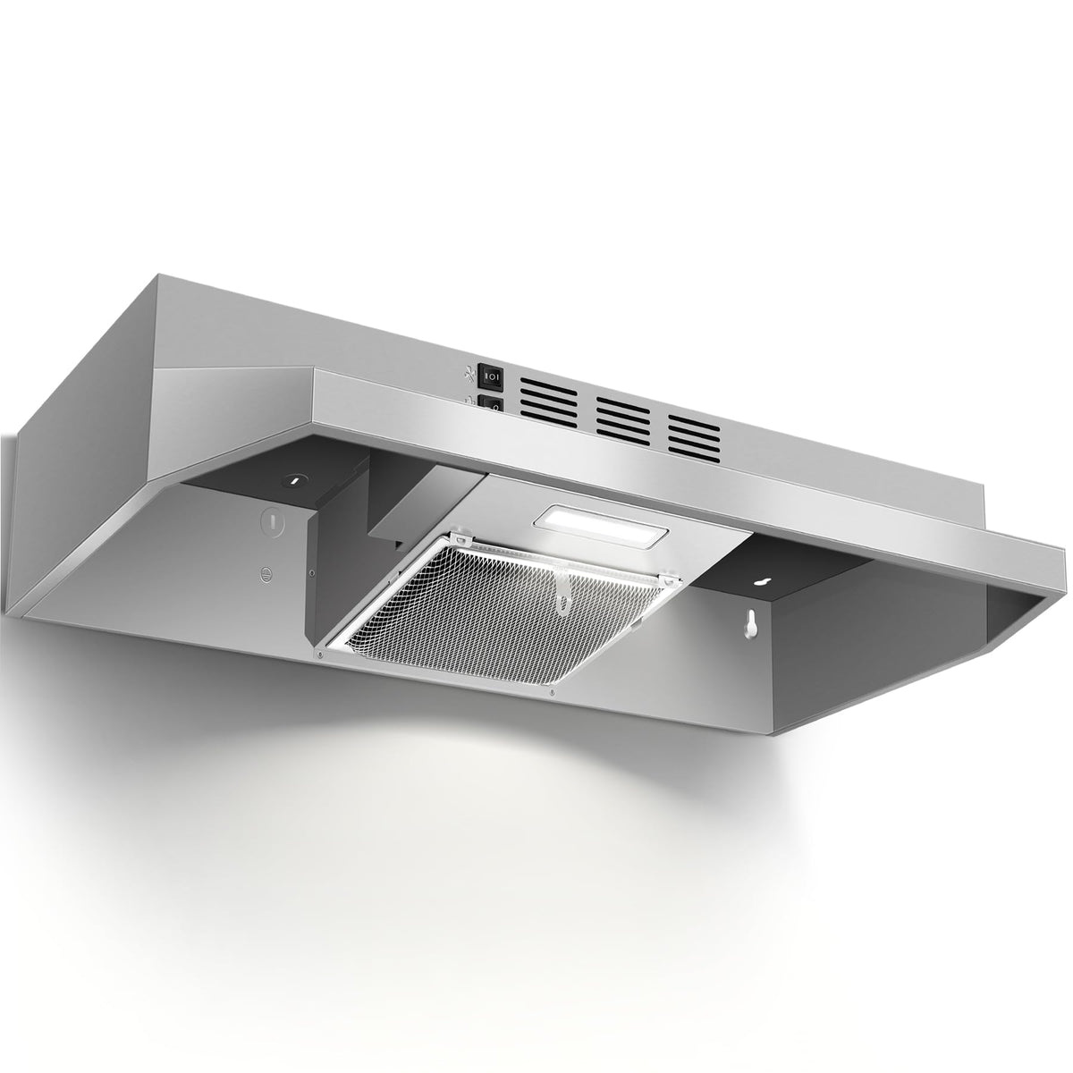 Range Hood 30 inch Under Cabinet, Stainless Steel Kitchen Vent Hood 280CFM, Built-in Kitchen Stove Hood w/Rocker Button Control, Ducted/Ductless Convertible Duct, 2 Speeds Fan, Bright LED Light Jansha Store