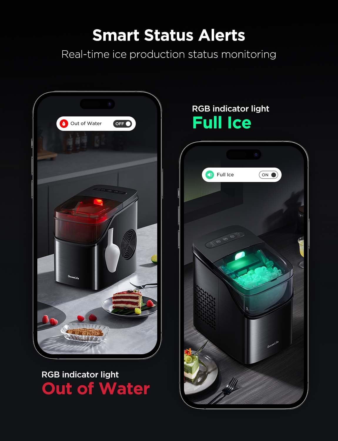 GoveeLife Smart Ice Maker, 9 Ice Cubes in 6 Mins 3 Sizes, 26lbs/Day, Silver Jansha Store