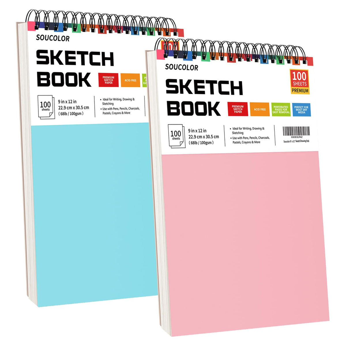 Soucolor Sketch Book 9" x 12", 100 Sheets Kids Art Sketchbook Drawing Pad Jansha Store