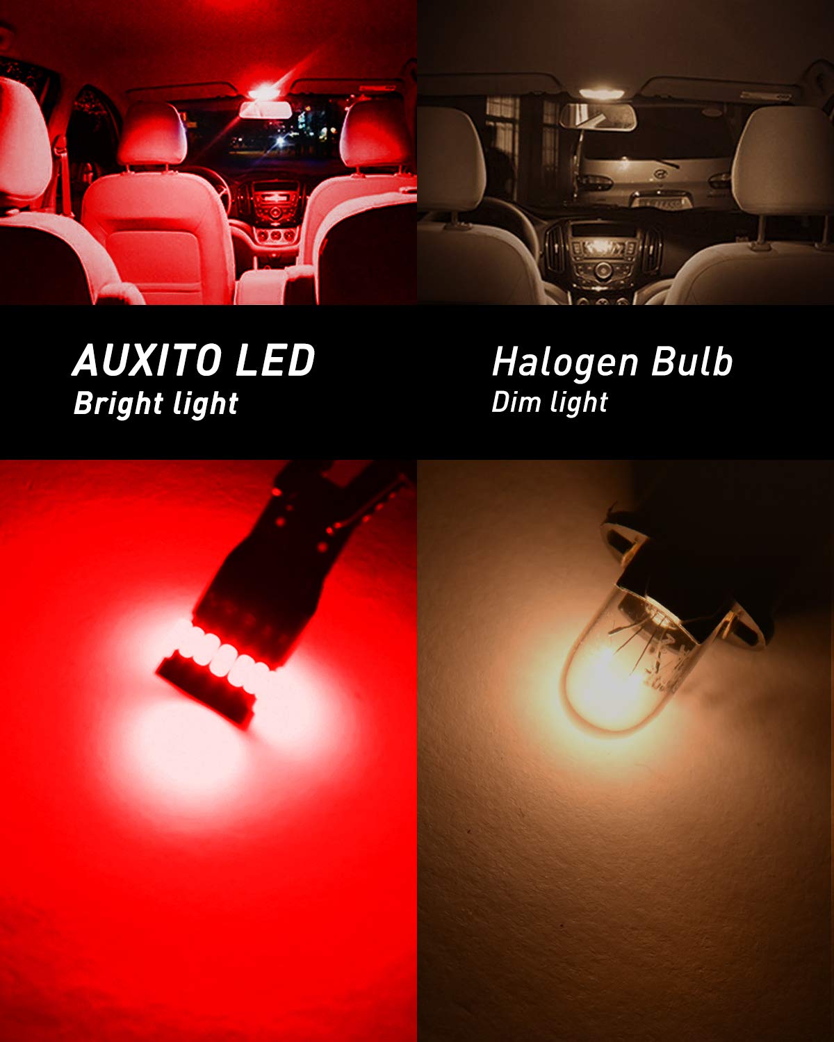 AUXITO 194 LED Bulbs for License Plate Light 168 175 2825 W5W T10 24-SMD 3014 Chipsets 6000K White for Car Dome Door Map Dash Courtesy Cargo License Plate Lights, Pack of 2 Jansha Store