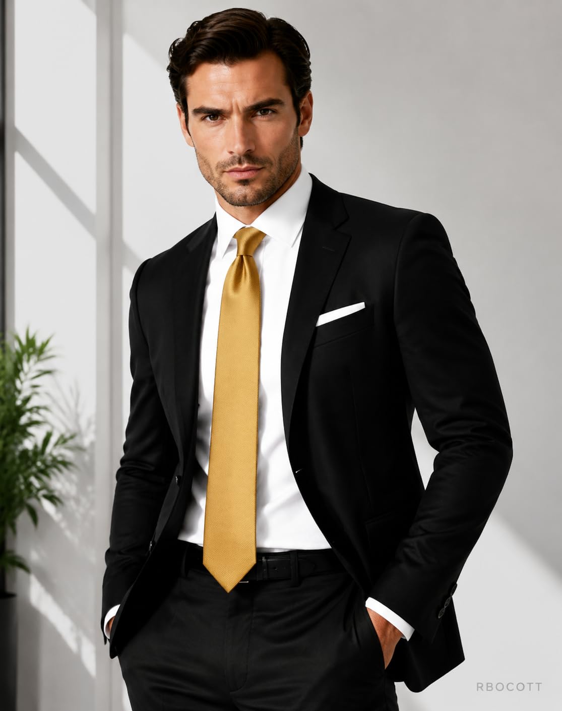 RBOCOTT Solid Color Tie Formal Necktie for Men Jansha Store