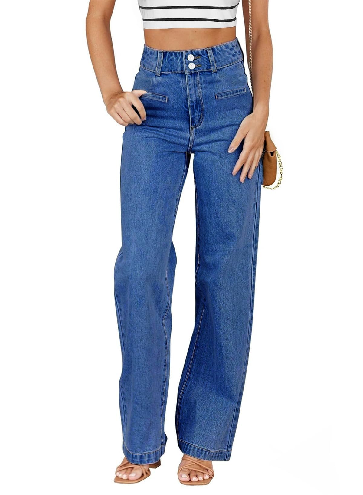 Sidefeel Jeans for Women High Waisted Straight Leg Denim Pants Jansha Store