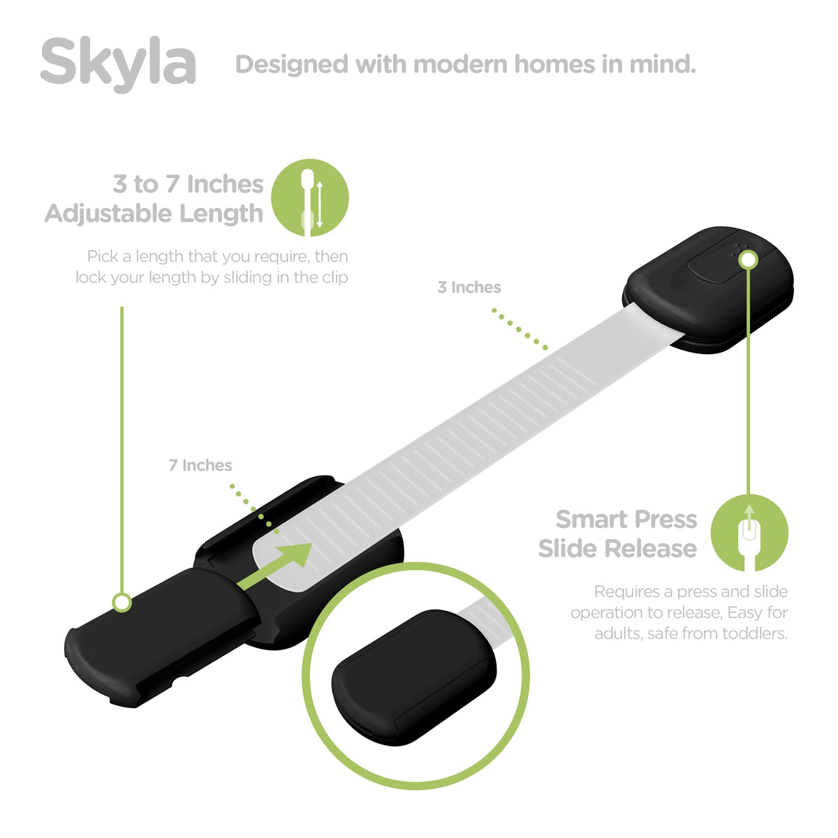 SKYLA HOMES Cabinet Strap Locks for Baby Proofing, 2 Pack, Gray Jansha Store