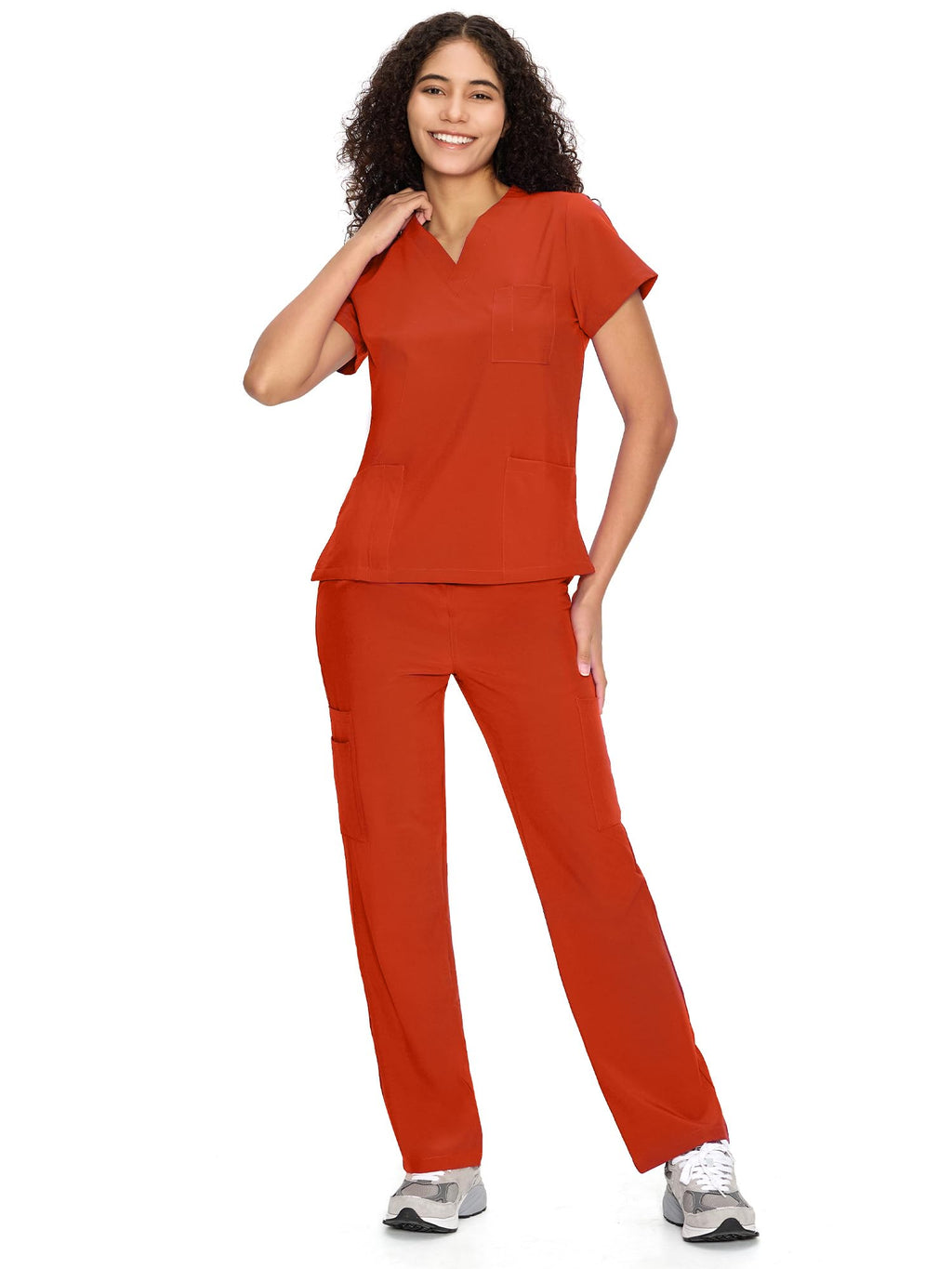 COZYFIT Scrubs for Women Set - V-Neck & Straight Leg Pants with 9 Pockets Jansha Store