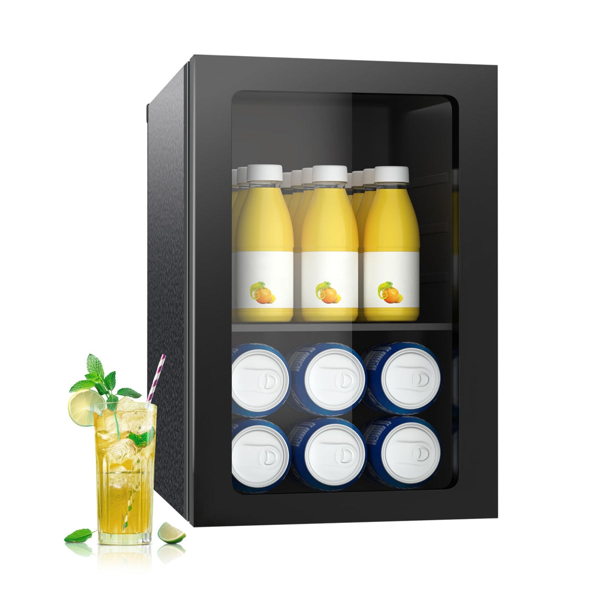 DOGHLY 1.7 Cu.ft Mini Fridge Glass Door, 72 Cans Beverage Refrigerator Jansha Store