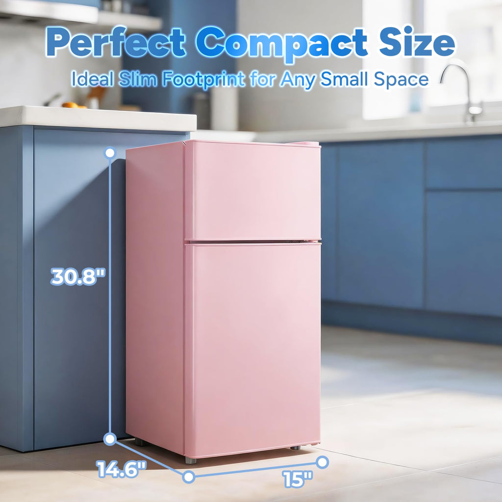 DEMULLER 2.4 Cu.Ft Small Refrigerator with Freezer Mini Fridge Removable Plastic Shelves Ideal for Apartment,Dormitory Black Jansha Store