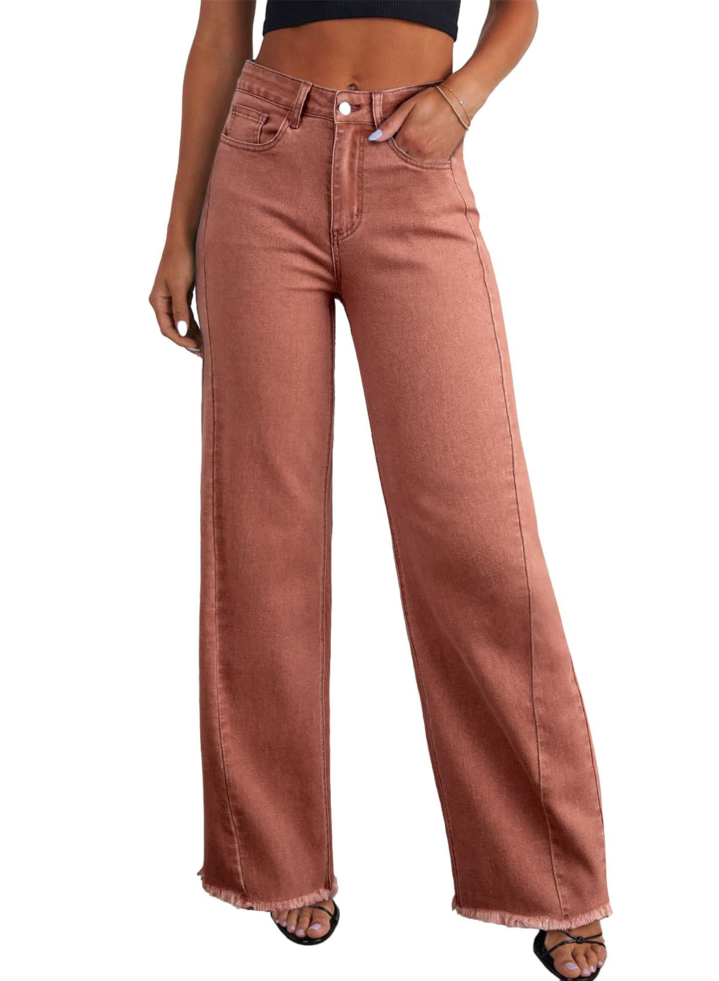 Sidefeel Women's Wide Leg Jeans High Waisted Stretchy Denim Pants Jansha Store