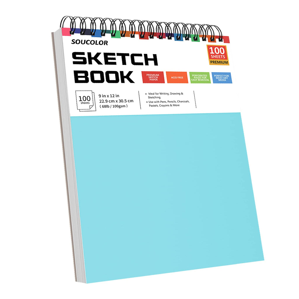 Soucolor Sketch Book 9" x 12", 100 Sheets Kids Art Sketchbook Drawing Pad Jansha Store