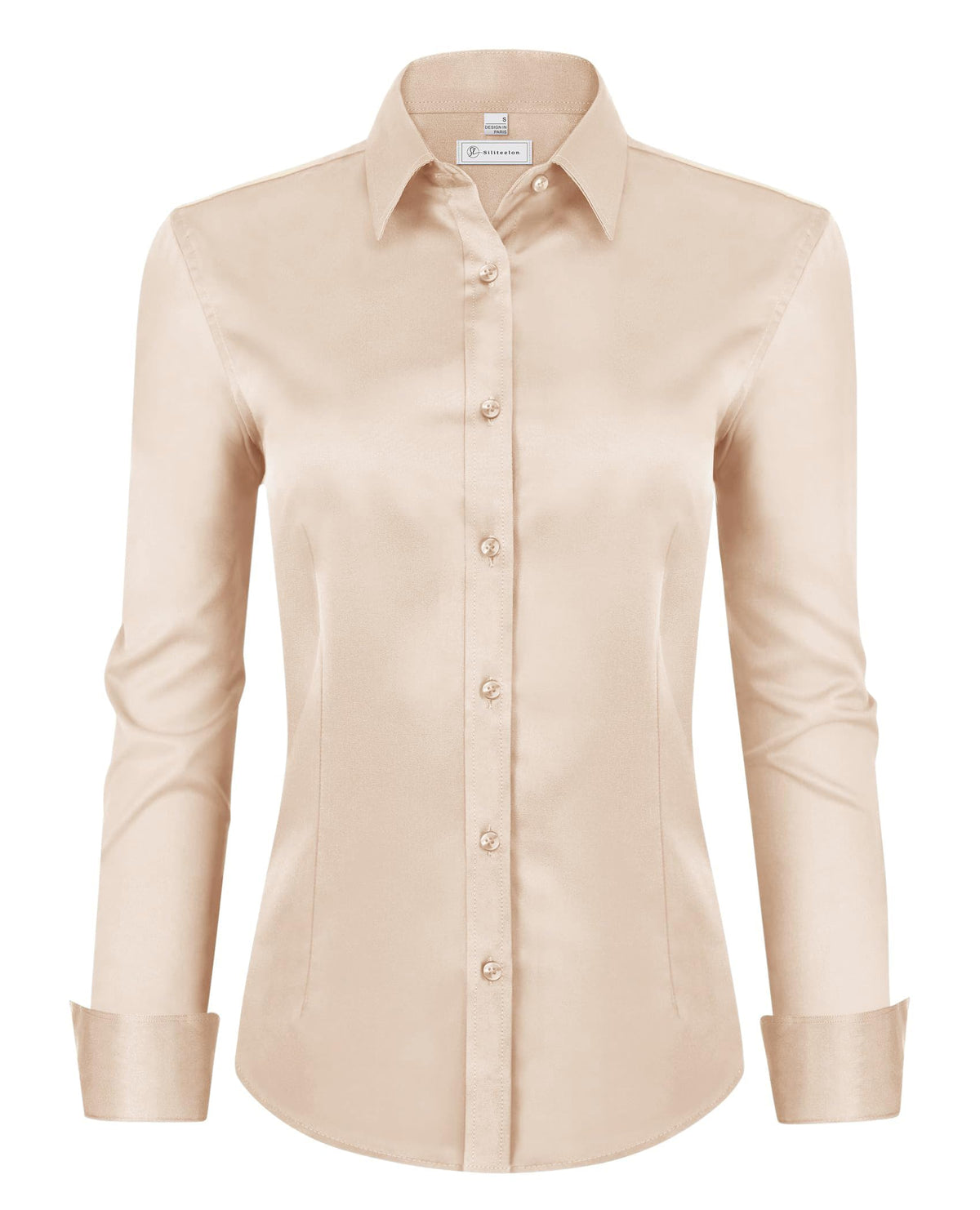 siliteelon Womens Classic-Fit Dress Shirts Long Sleeve Button Down Wrinkle-Free Stretch Solid Casual Work Office Blouse Top Jansha Store