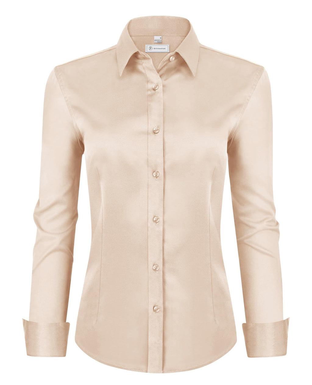 siliteelon Womens Classic-Fit Dress Shirts Long Sleeve Button Down Wrinkle-Free Stretch Solid Casual Work Office Blouse Top Jansha Store